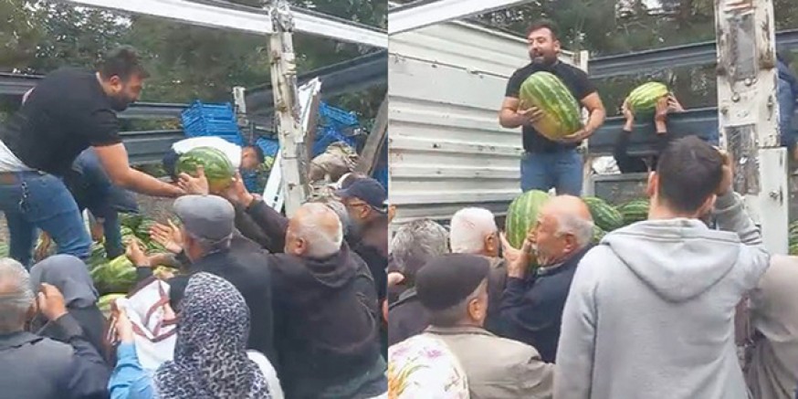 Amasya’da Bir Kamyonet Karpuz Ücretsiz Dağıtıldı