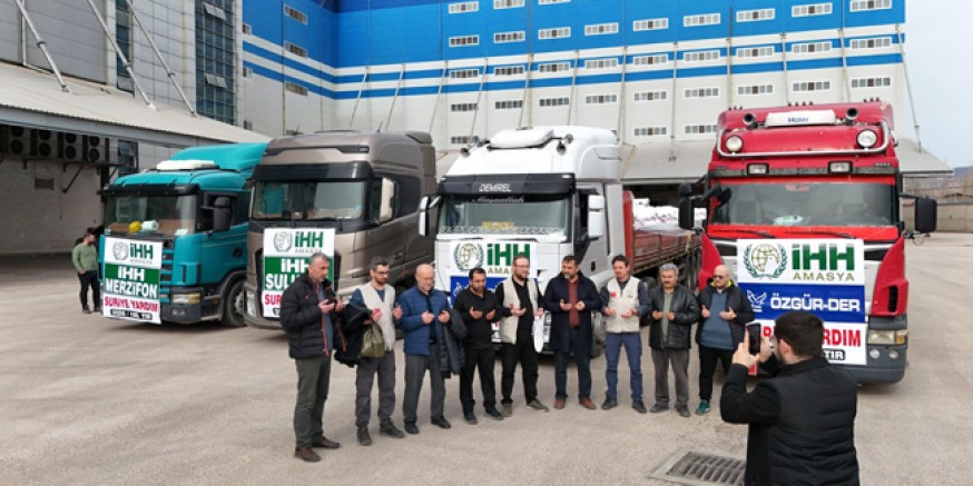 Amasya’dan Suriye’ye Gönül Köprüsü: 5 Yardım Tırı Dualarla Uğurlandı
