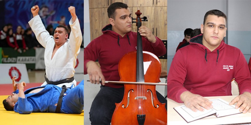 Çellosuyla Sahnede, Hafızlığıyla Gönüllerde, Judoyla Minderde