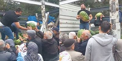 Amasya’da Bir Kamyonet Karpuz Ücretsiz Dağıtıldı