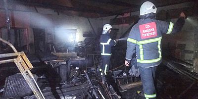 Amasya’da Nakliyat  Deposunda Yangın Çıktı