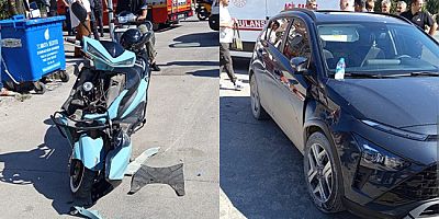 Otomobil ile Motosikletin Çarpıştığı Kaza Kamerada, 3 Yaralı